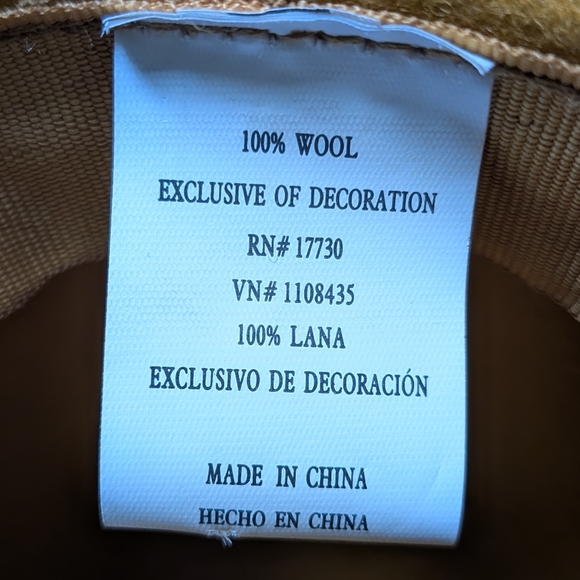 100% Wool Hat Gold Yellow With Brown Accent Tie - Picture 9 of 11